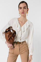 CISANA RUFFLE CREPE SHIRT