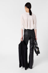 CATRINE ECRU SMOCKED SILK SHIRT