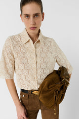 CAYLIE SHORT SLEEVE GUIPURE SHIRT