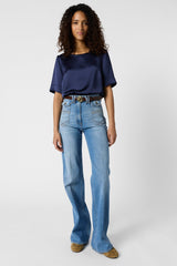 CILEIA NAVY SILK TOP