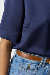 CILEIA NAVY SILK TOP