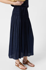 JOLANA NAVY MIDI SATIN SKIRT