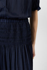 JOLIE PLEATED SILK MIDI SKIRT