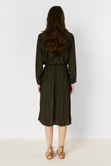 JULIAH GREEN PLEATED MIDI SKIRT