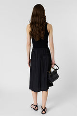JULIAH BLACK PLEATED MIDI SKIRT
