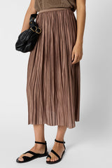 JOCELYNE ROPE PLEATED SILK MIDI SKIRT