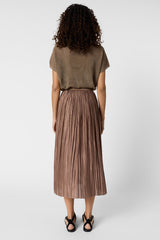 JOCELYNE ROPE PLEATED SILK MIDI SKIRT