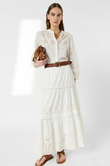 JALY ECRU EMBROIDERED COTTON SKIRT