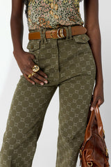 ANNA MONOGRAMMED FLARED JEANS