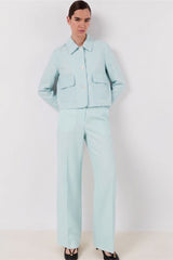 ANYA GREEN STRAIGHT SUIT TROUSERS