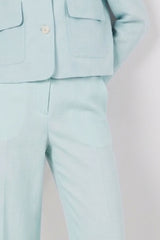 ANYA GREEN STRAIGHT SUIT TROUSERS