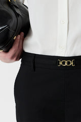 ATHEA BLACK 7/8 COTTON TROUSERS