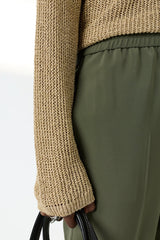 ALIETTE KHAKI GREEN FLUID 7/8 TROUSERS