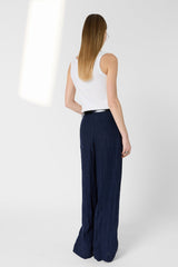 AYLA STRIPED WIDE LINEN TROUSERS