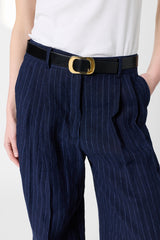 AYLA STRIPED WIDE LINEN TROUSERS