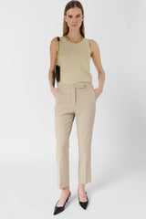 ALYA BEIGE TAILORED ELASTICATED BACK TROUSERS