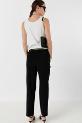 ALYA BLACK TAILORED ELASTICATED BACK TROUSERS
