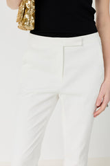 AURIA ECRU ELASTICATED BACK COTTON TROUSERS
