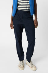 AURIA NAVY ELASTICATED BACK COTTON TROUSERS