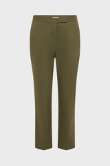 AURIA KHAKI GREEN ELASTICATED BACK COTTON TROUSERS