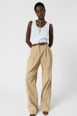 AZRA COTTON PLEATED TROUSERS