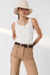 ANNA NUDE FLARED FRINGED JEANS