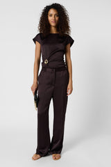AMELYA CINNAMON FLOWING SILK TROUSERS
