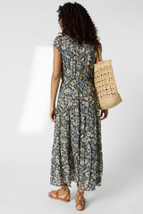 REINA FLOWERS LONG FITTED DRESS