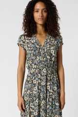 REINA FLOWERS LONG FITTED DRESS