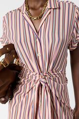 RAENA STRIPED FITTED SHIRT DRESS