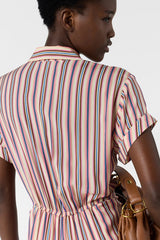 RAENA STRIPED FITTED SHIRT DRESS