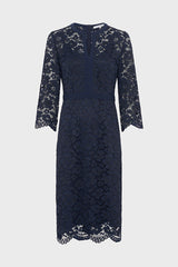 RADIA NAVY LACE MIDI DRESS