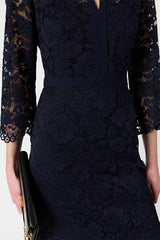 RADIA NAVY LACE MIDI DRESS