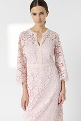 RADIA NUDE LACE MIDI DRESS