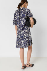 RALIAH ABSTRACT FLORAL PRINT SHORT DRESS