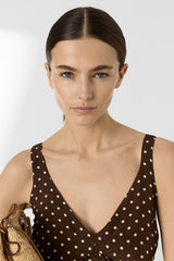 RACINE LONG SLEEVELESS POLKA DOTS DRESS