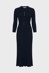 RIHAMIE LONG KNIT POLO COLLAR DRESS