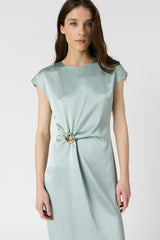 RIALYA GREEN DRAPED DRESS