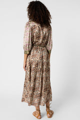 ROSELINA LONG SILK FLORAL DRESS