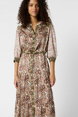 ROSELINA LONG SILK FLORAL DRESS
