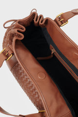24H BEIGE BRAIDED LEATHER HANDBAG