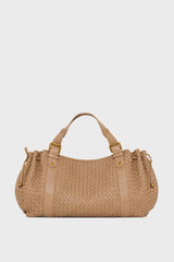 24H BROWN BRAIDED LEATHER HANDBAG