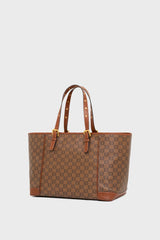 SIMPLE MONOGRAMMED COATED CANVAS LEATHER SHOPPING BAG