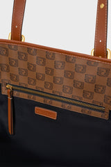SIMPLE MONOGRAMMED COATED CANVAS LEATHER SHOPPING BAG