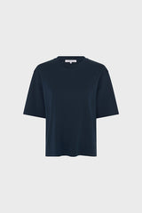 MAYAE NAVY PLAIN COTTON T SHIRT