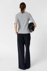 MAIVA STRIPED LOW CUT COTTON T SHIRT
