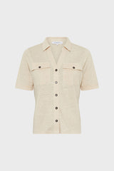 MOANA NATURAL LINEN BUTTON DOWN POLO SHIRT
