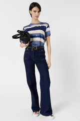 MABINTY INDIGO LINEN TIE DIE T SHIRT