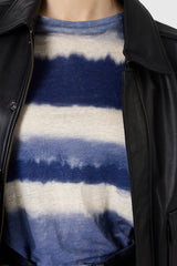 MABINTY INDIGO LINEN TIE DIE T SHIRT