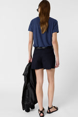 MIRANA INDIGO LINEN LUREX V SHIRT